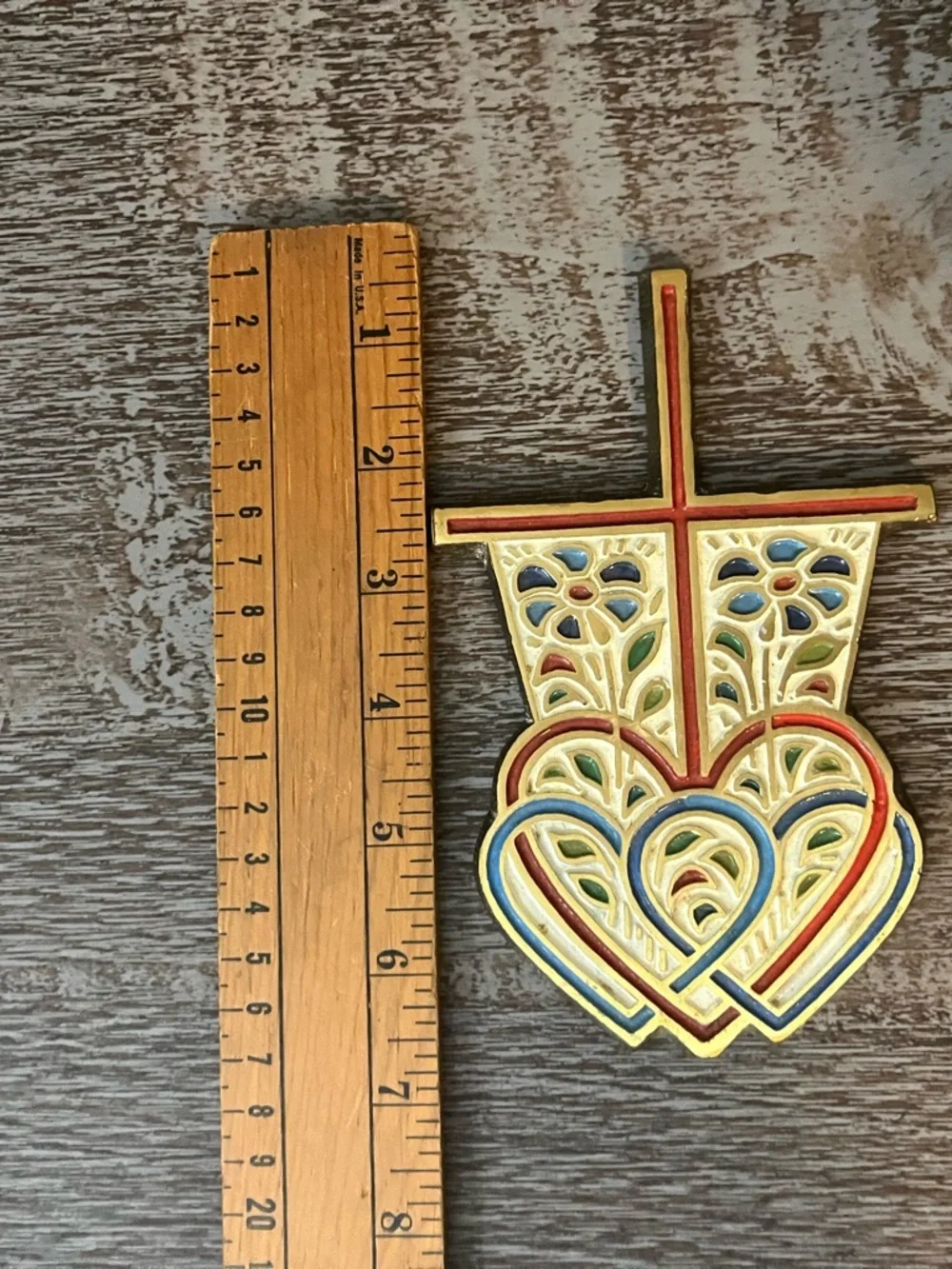 Vintage MCM Terra Sancta Guild Heart Wall Cross